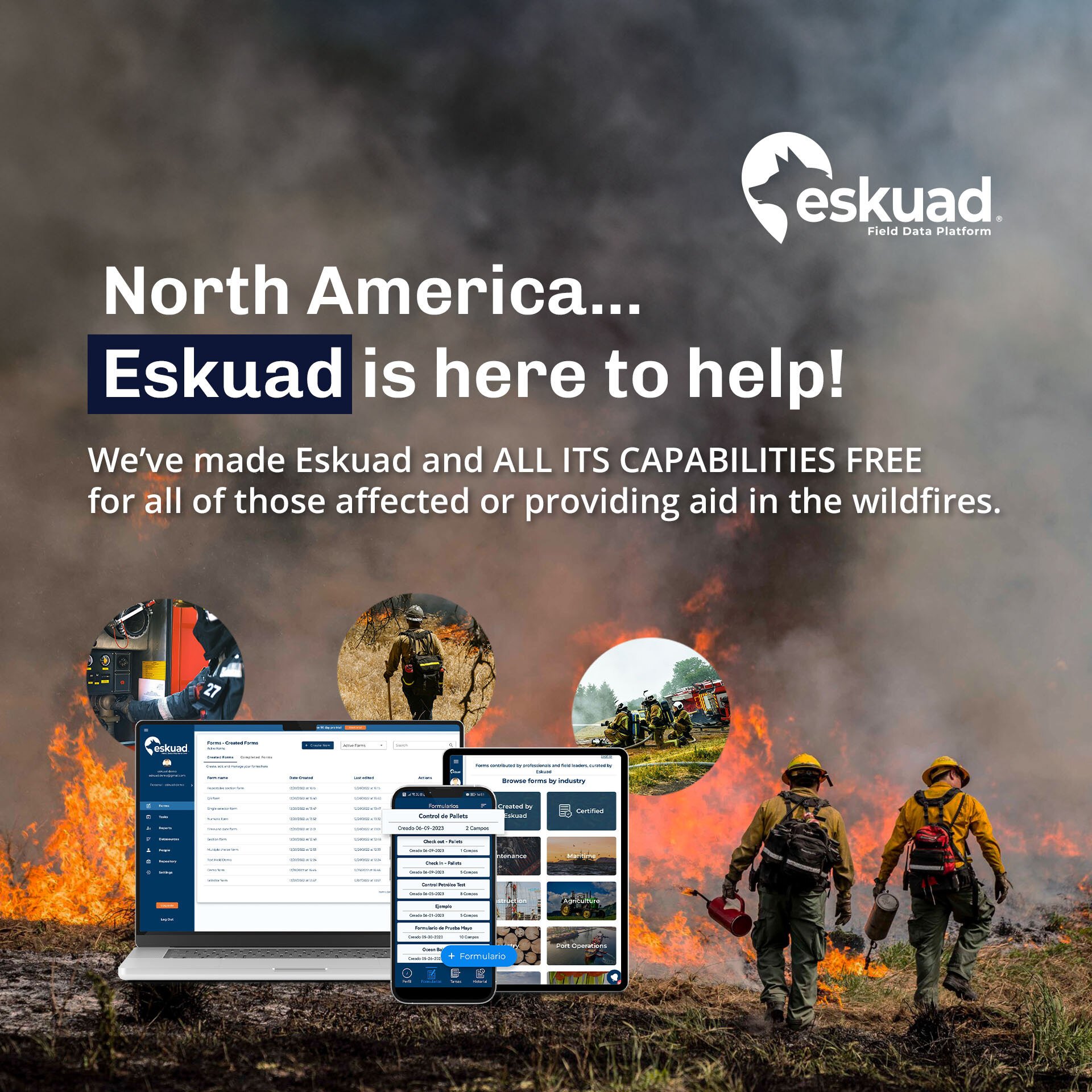 eskuad helps fighting wildfires